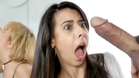 Brown-haired and a towheaded are sharing hard-ons in a four way