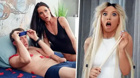 Blinded dude getting a mitt-job by Kenzie Reeves